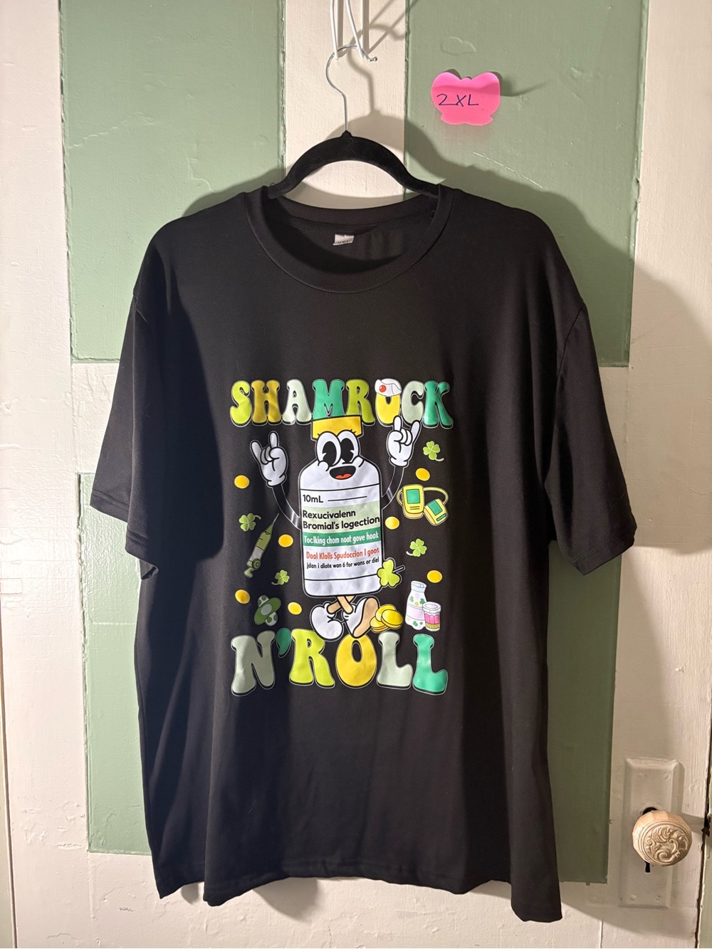 Shamrock N' Roll Black Graphic Tee- Pharmacy Themed St Patrick’s Day Tee